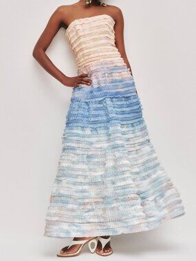 aje blue strapless dress Aje. Vacation Pleated Strapless Mini Dress main image 0